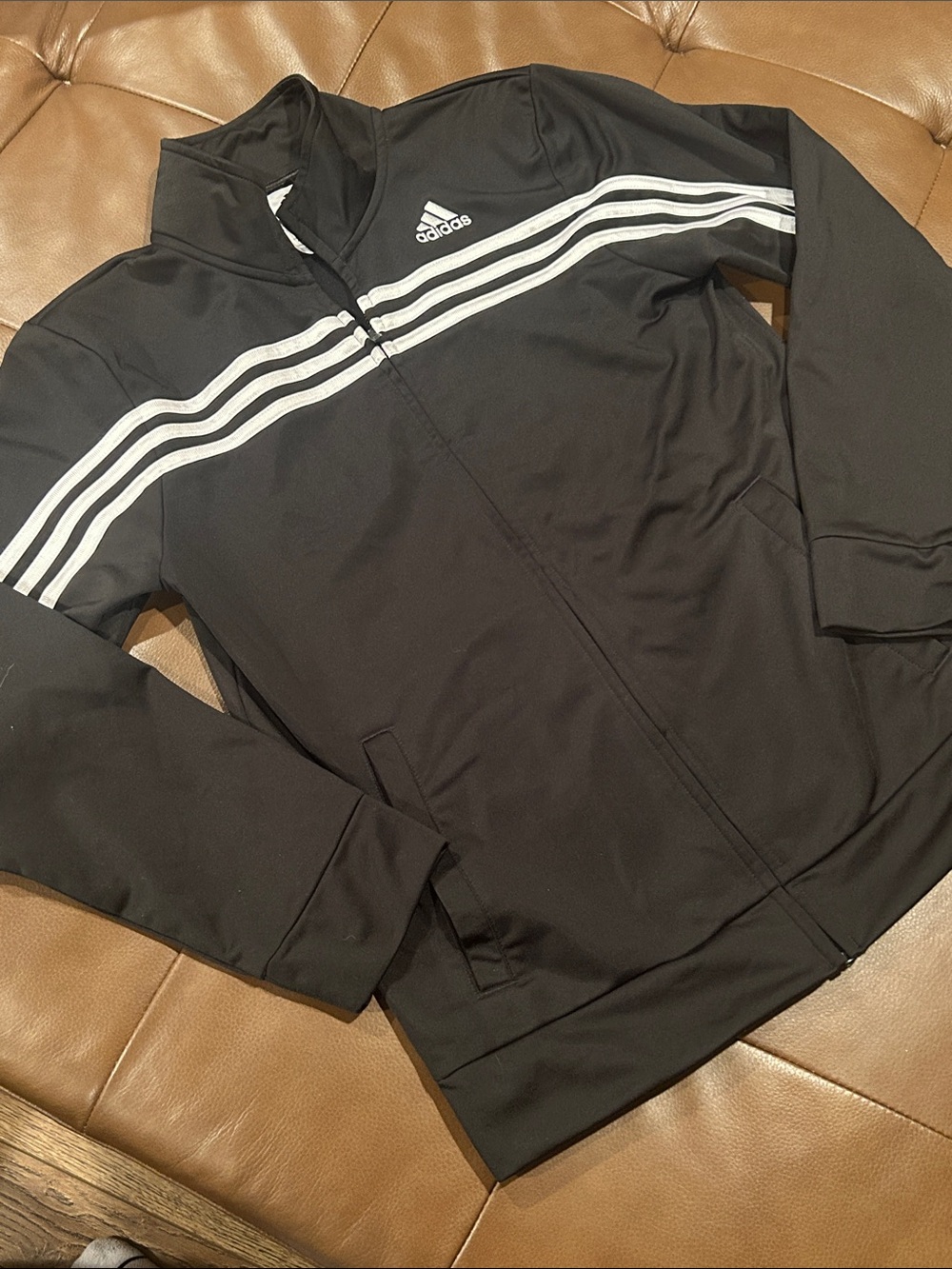 adidas Black Track Jacket with White 3-Stripe Detail